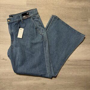 Express 70s Flare Mid Rise Stretch Denim Jeans Size 14 Short NWT